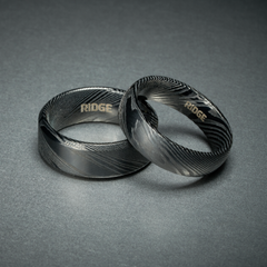 Ridge 6mm Rounded Ring Set - Black Damascus