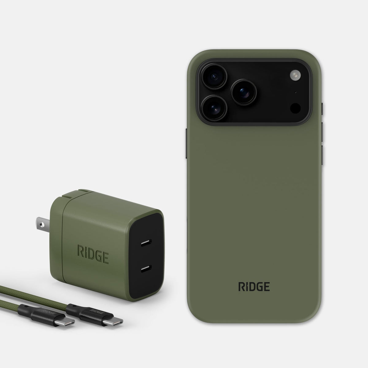 Everyday Charging Kit - Power Adapter + iPhone 17 Pro Max - Matte Olive