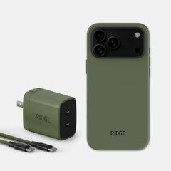 Everyday Charging Kit - Power Adapter + iPhone 17 Pro Max - Matte Olive