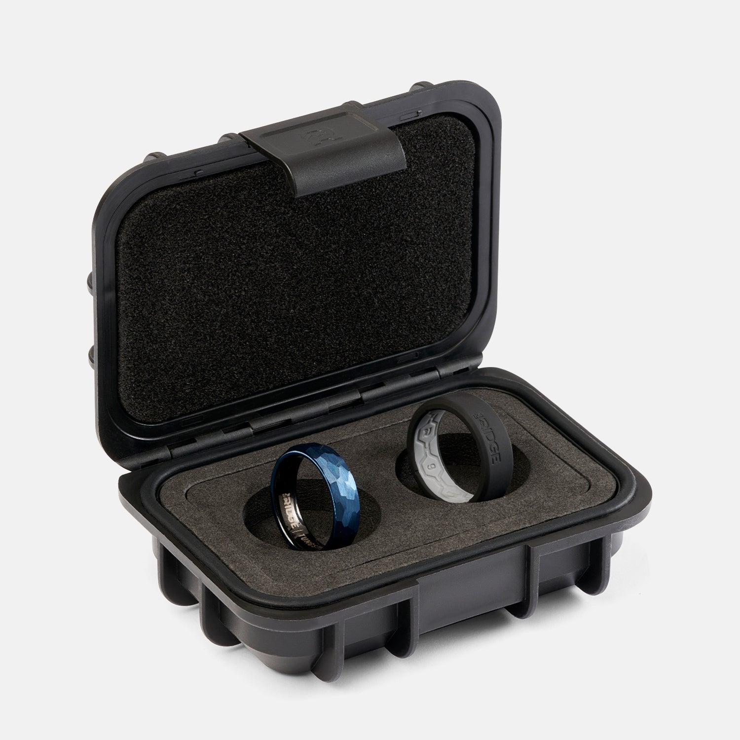 Ridge 6mm Hammered Ring Set - Alpine Navy