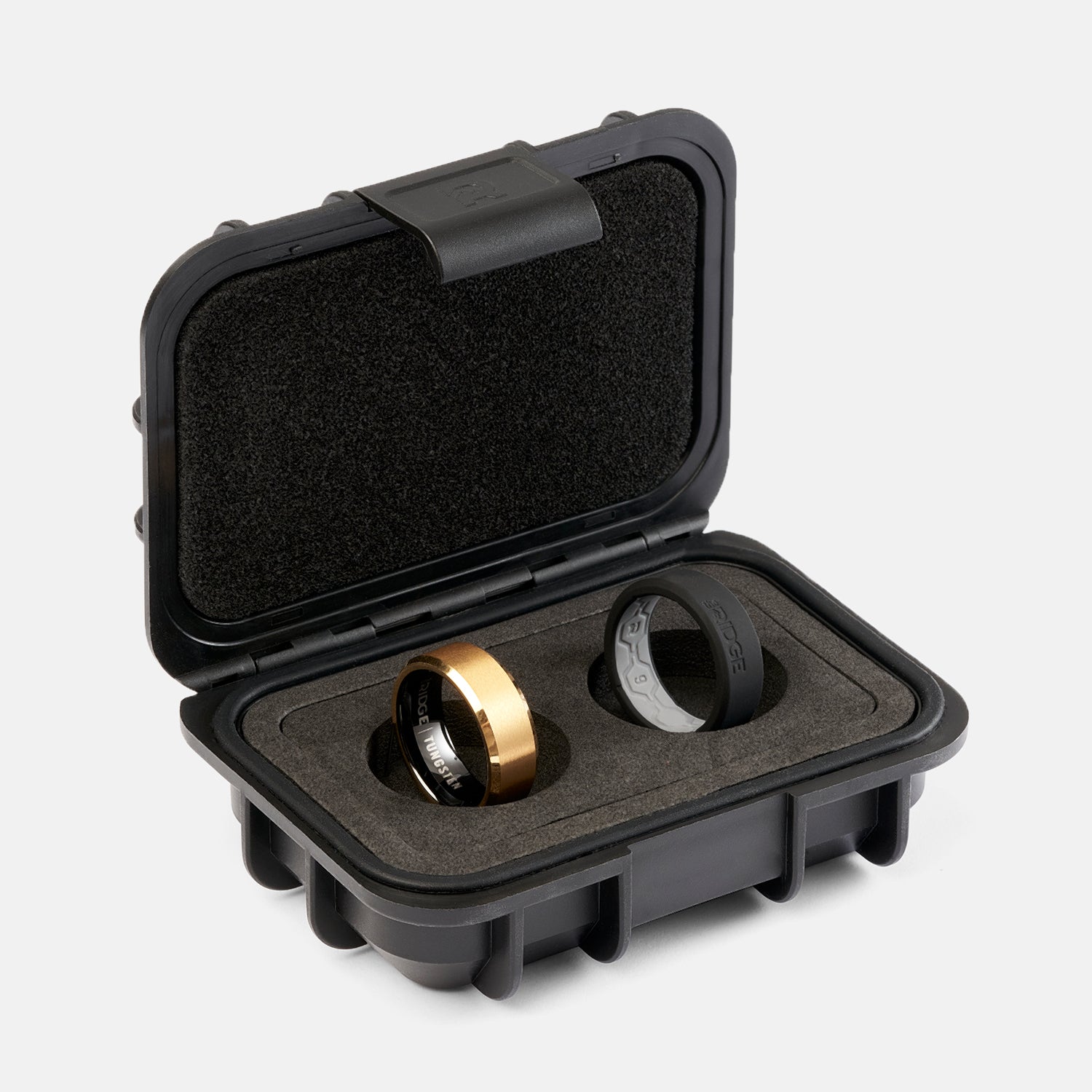 Ridge 8mm Beveled Ring Set - 24K Gold