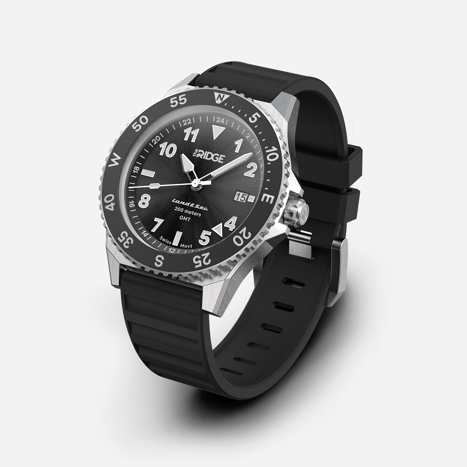 Ridge Land & Sea GMT Watch 42mm - Royal Black
