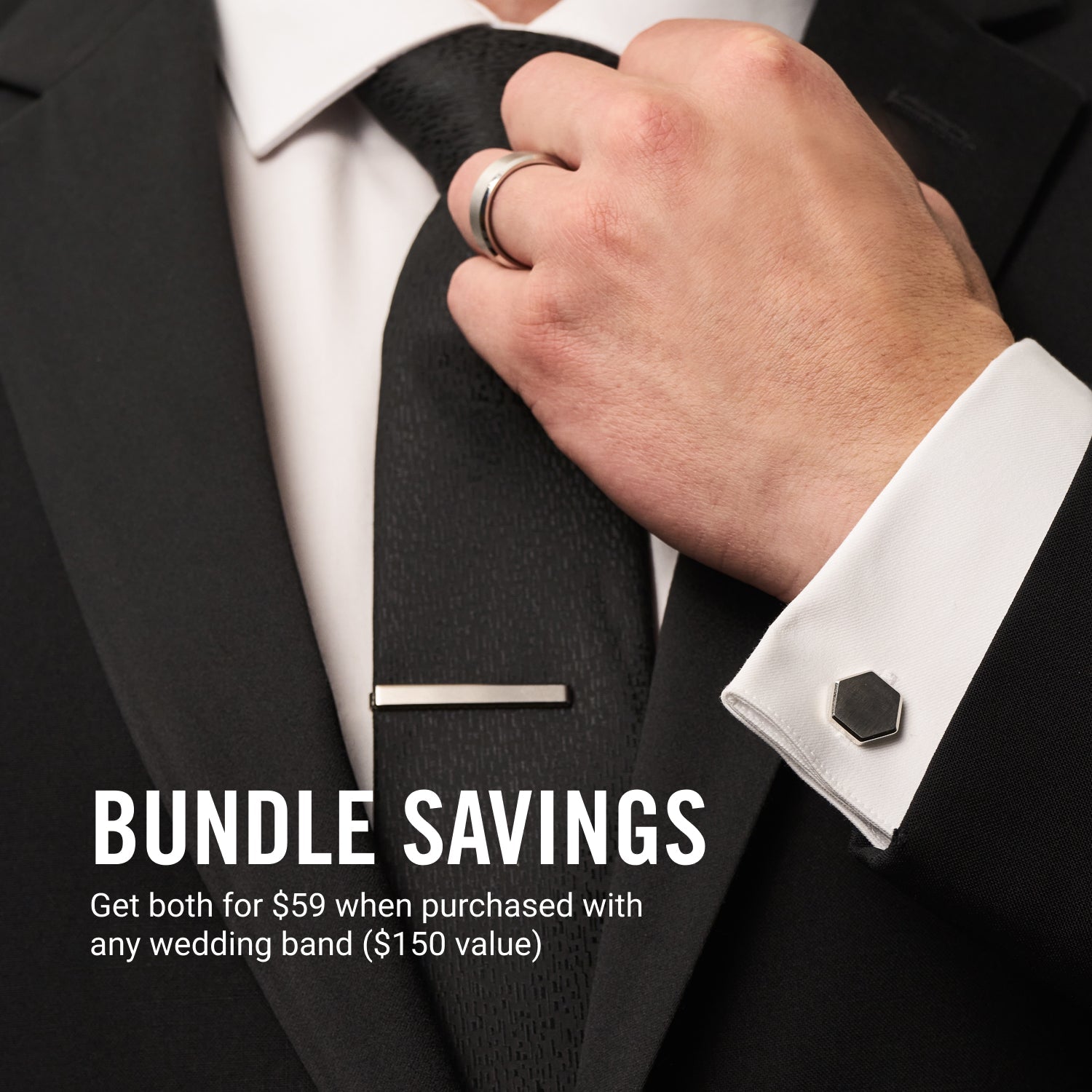 Tie Bar & Cufflinks Kit - Platinum