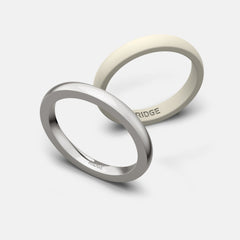 Ridge 2mm Rounded Ring Set - 14K White Gold
