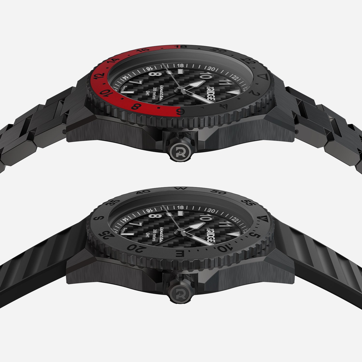 Ridge Land & Sea GMT Watch 42mm - Carbon Fiber 3k